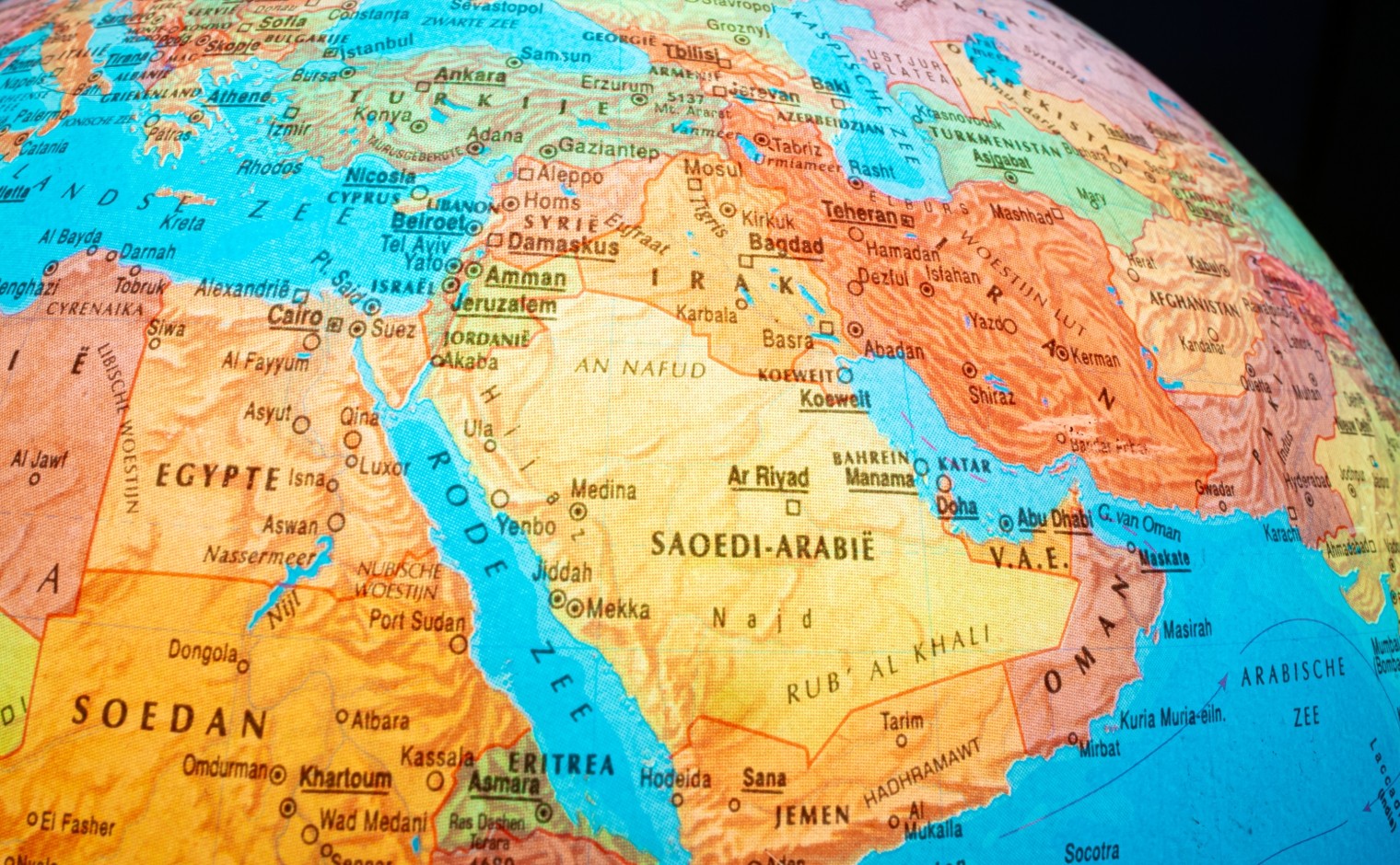 Kaart van het Midden-Oosten.